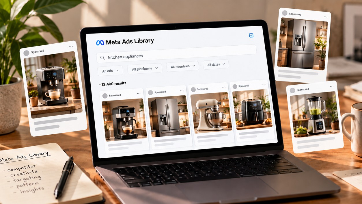 Meta Ads Library per analizzare competitor, creatività e pattern pubblicitari