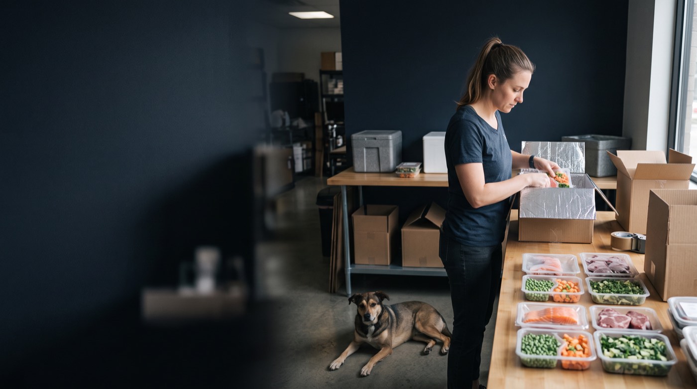 Preparazione di ordini di pet food naturale per un e-commerce